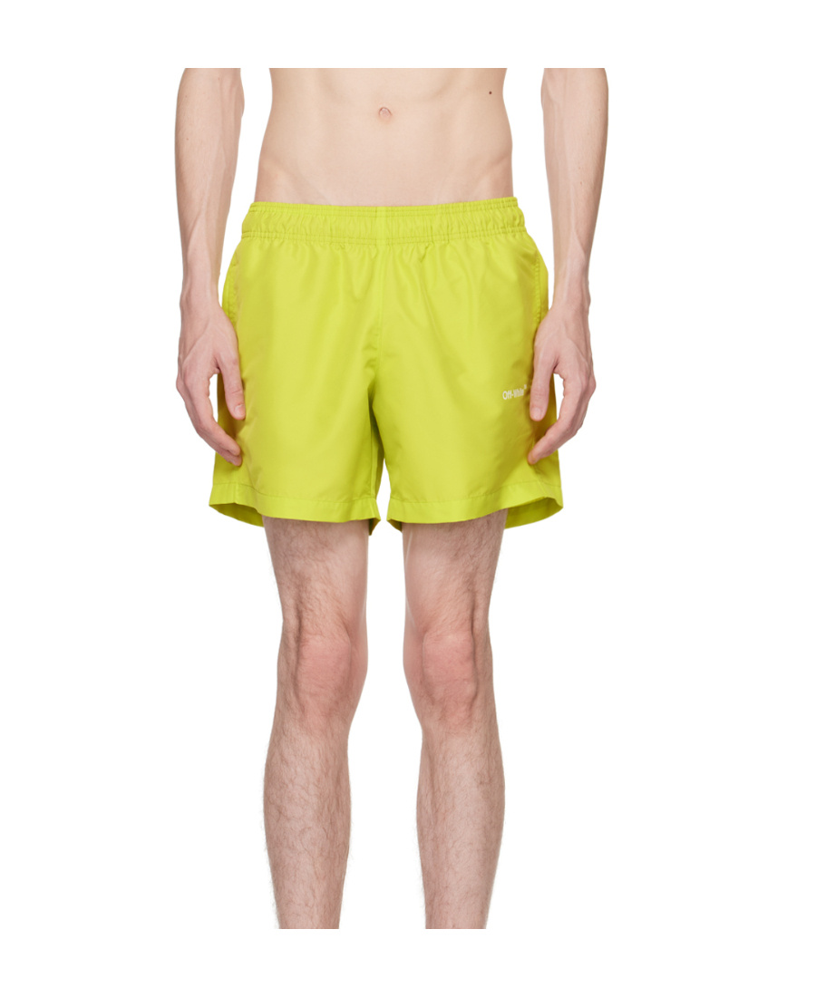 Off-white Arrows Print Swim Shorts In Yellow