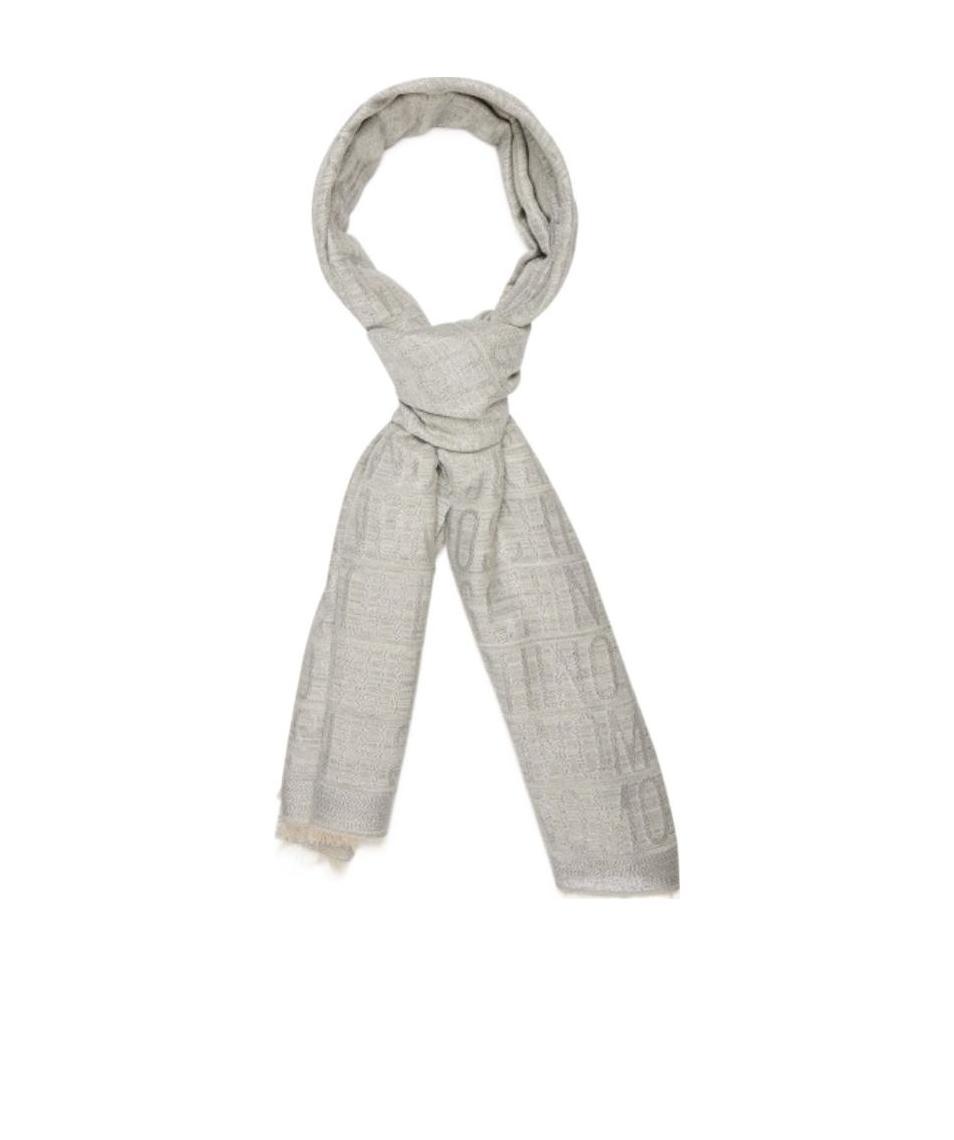 Moschino Logo Intarsia Knitted Scarf In Gray