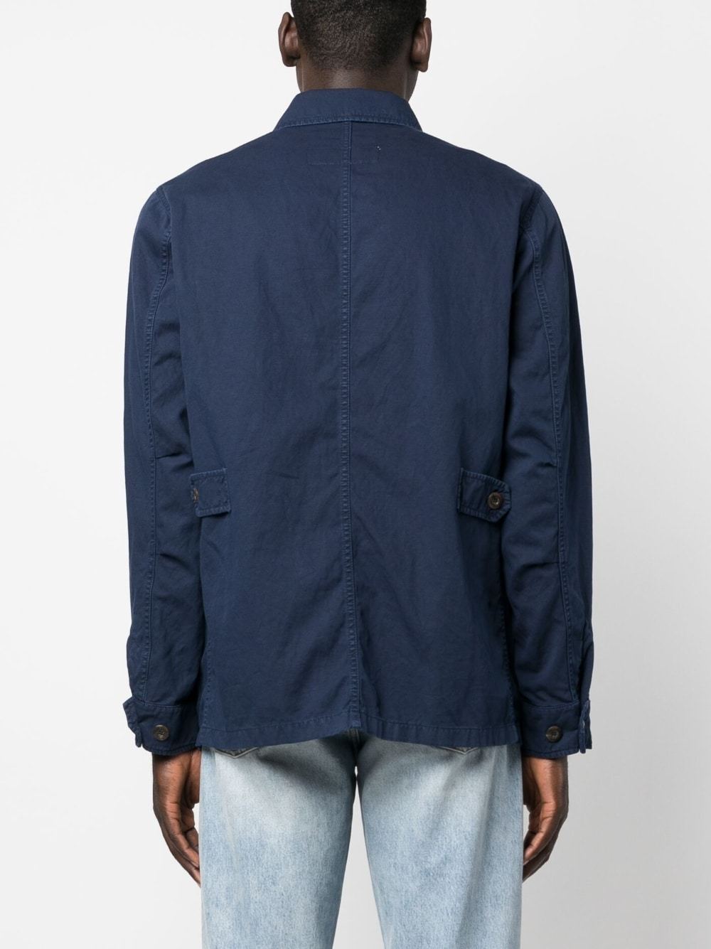 Fay And Cotton Twill Bomber Jacket In Blue