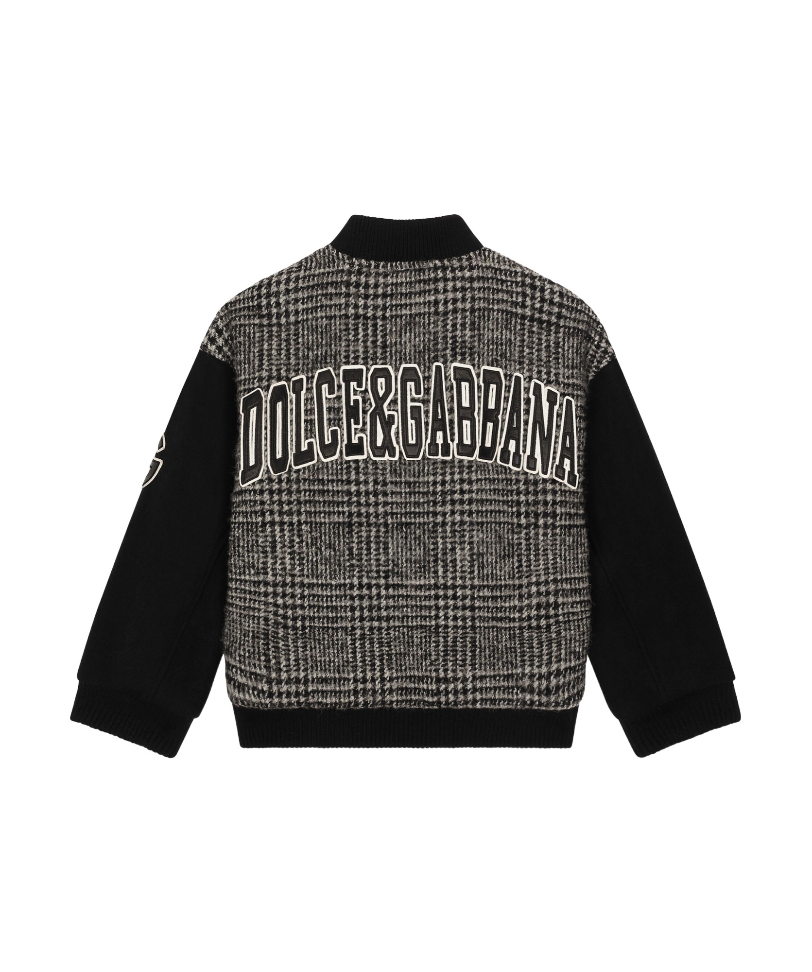 Dolce & Gabbana Wool-blend Glen Plaid Bomber Jacket In Black
