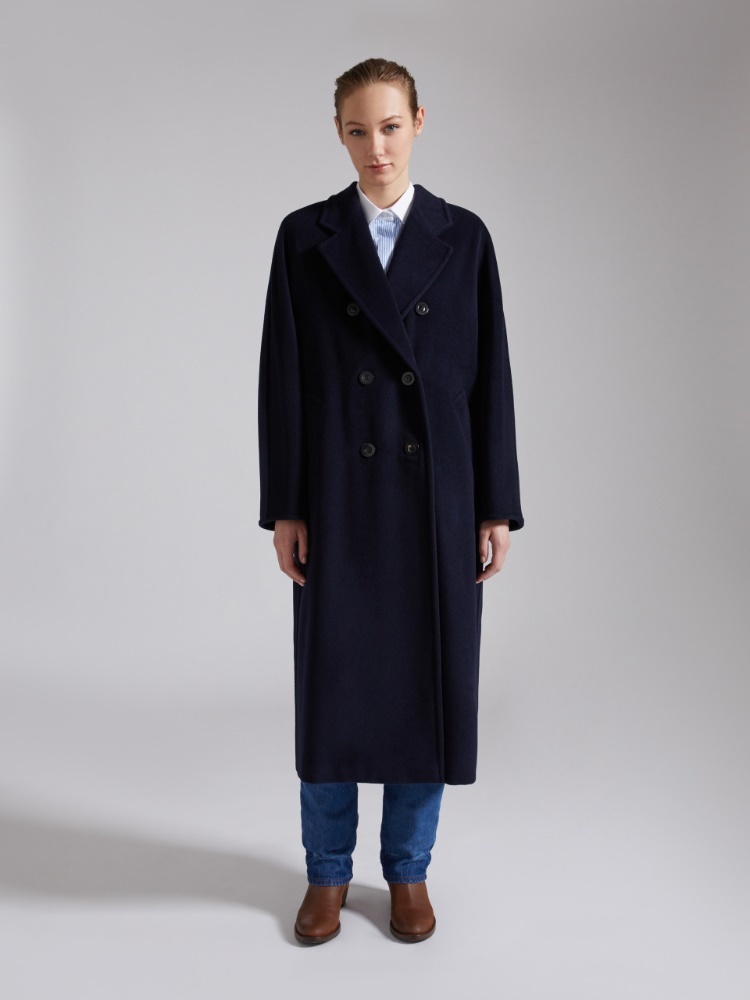 Max Mara Roseto Midi Coat In Alpaca And Wool Black In Black