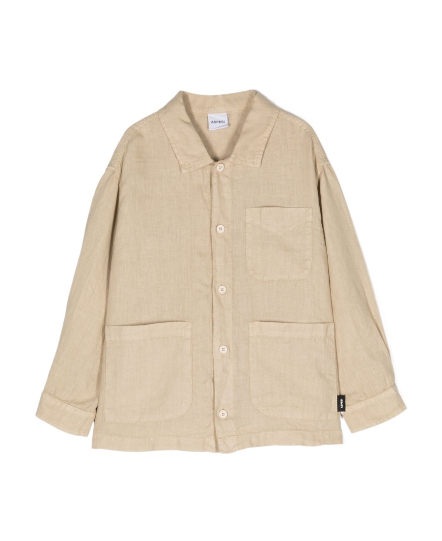 Aspesi Button-fastening Linen Shirt In Nude