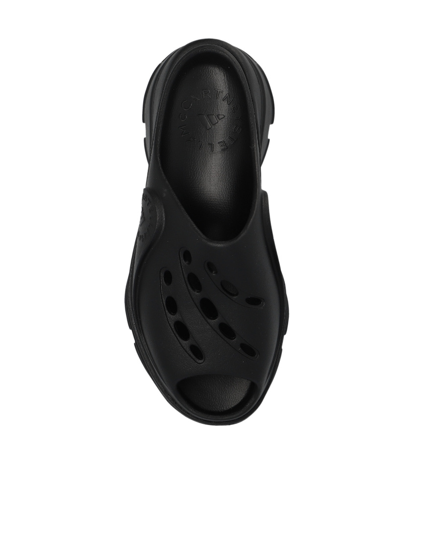 Adidas By Stella Mccartney Logo-embossed Perforated Clogs In Black