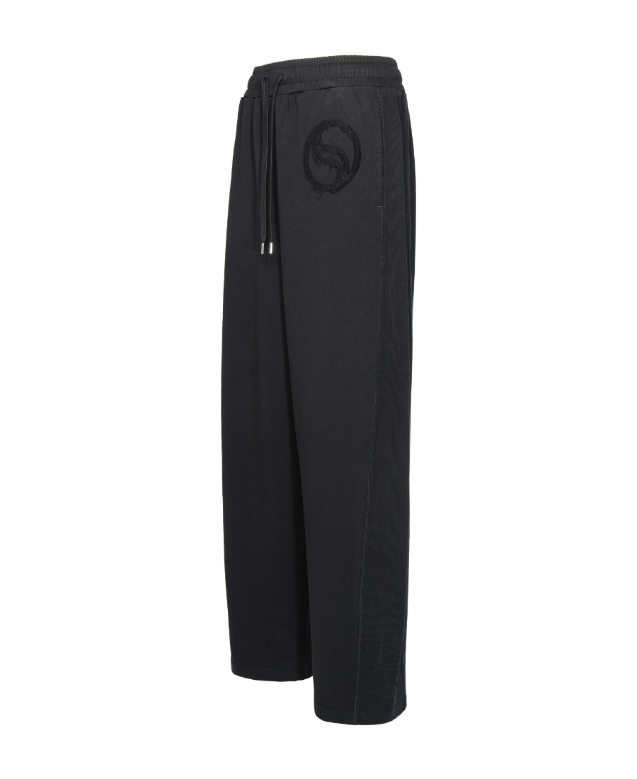 Shop Stella Mccartney S-wave Drawstring Wide Leg Pants In Black