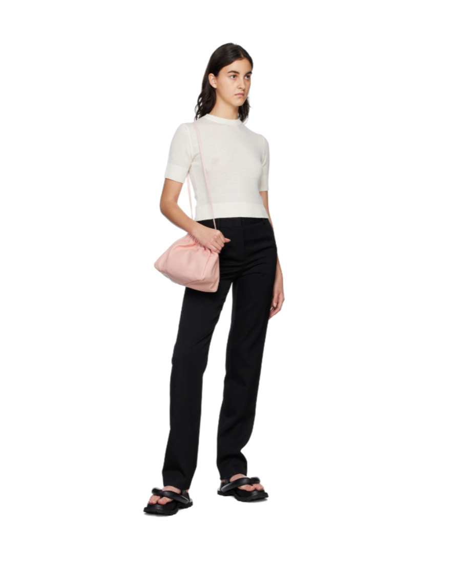 Jil Sander Drawstring Leather Cross-body Bag In Pink