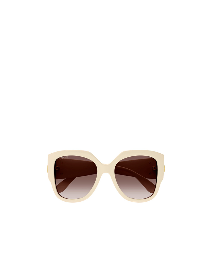 Gucci Logo-plaque Round-frame Sunglasses In Nude
