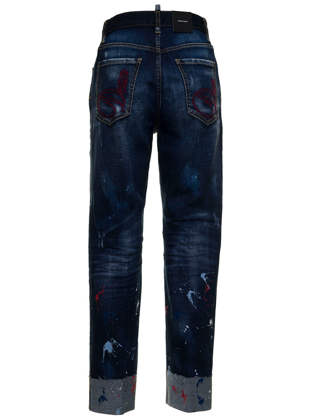 Dsquared2 Paint-splatter Straight-leg Jeans In Black