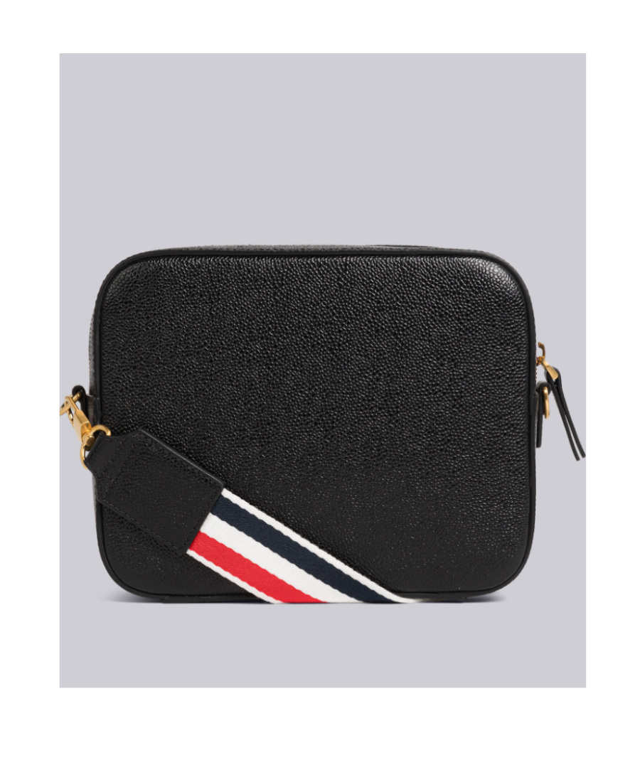 Thom Browne 4 Bar-patch Leather Camera Bag In Black