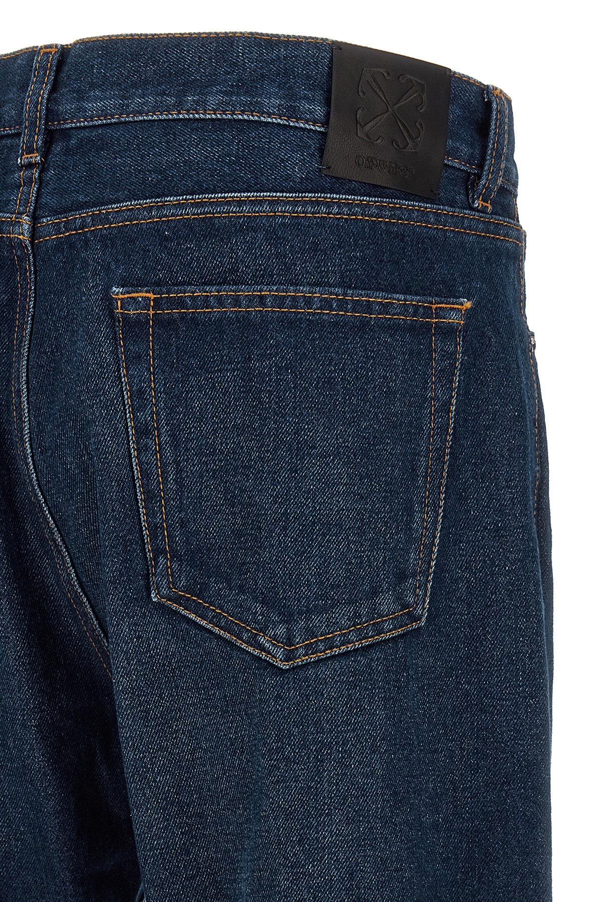 Off-white Arr Tab Zip Det Skate Wide-leg Jeans In Black