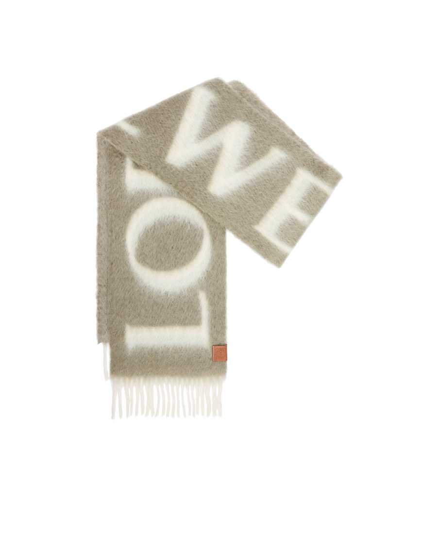 Shop Loewe Scarf In Wool And Mohair In Green