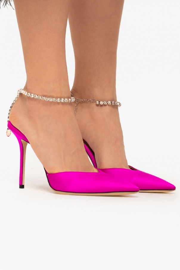 Jimmy Choo Saeda 100 Pink Satin Sandals In Pink