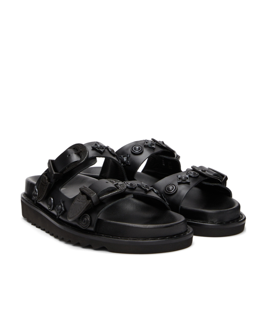 Toga Logo Flat Sandals In Black
