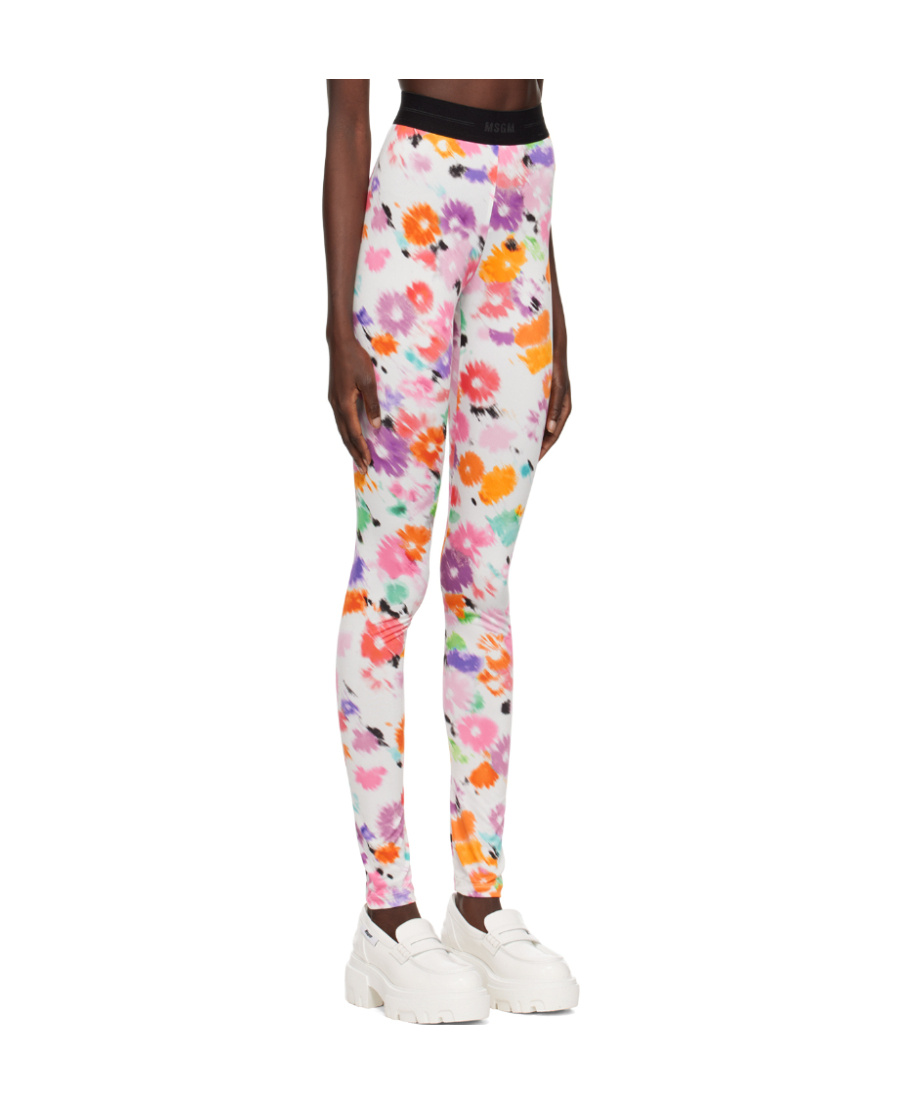 Msgm Logo Tight Leggings In Multicolor