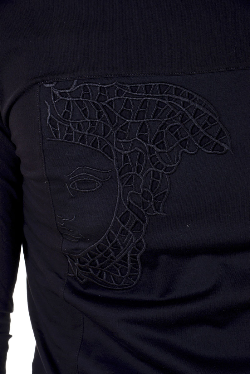 Versace Logo Long-sleeved T-shirt In Black