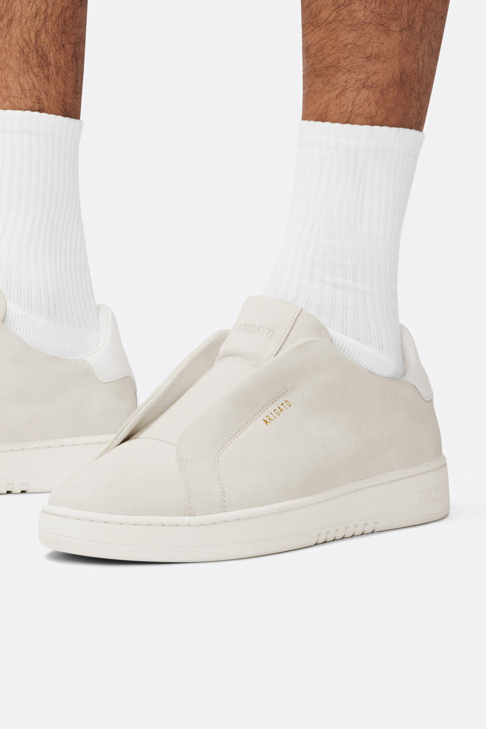 Axel Arigato Dice Laceless White Low Top Slip-on Sneakers In Suede Man In White