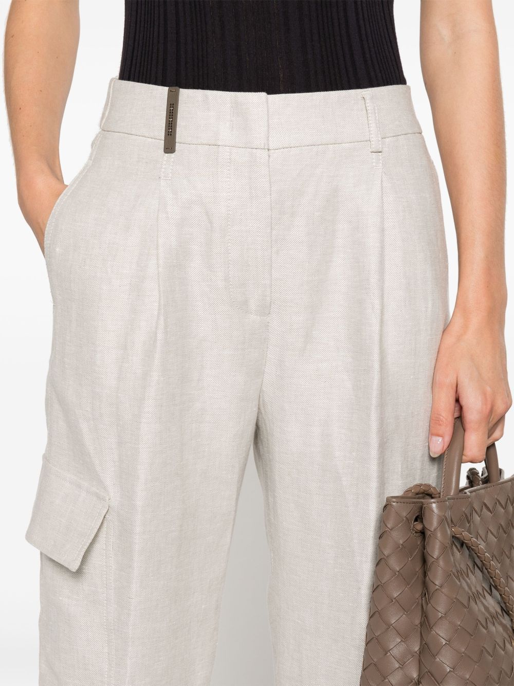 Shop Peserico High-waist Cropped Trousers In White