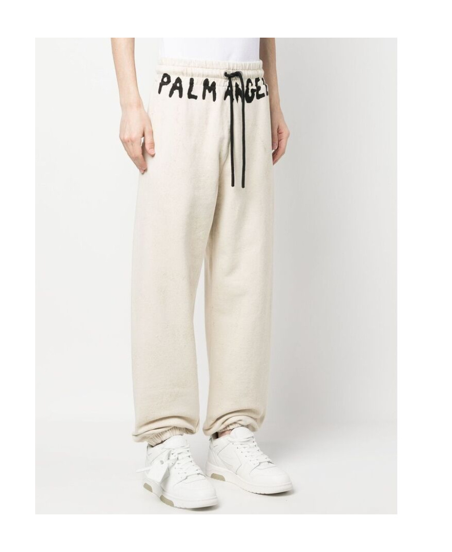 Palm Angels Logo-print Cotton Track Pants In White