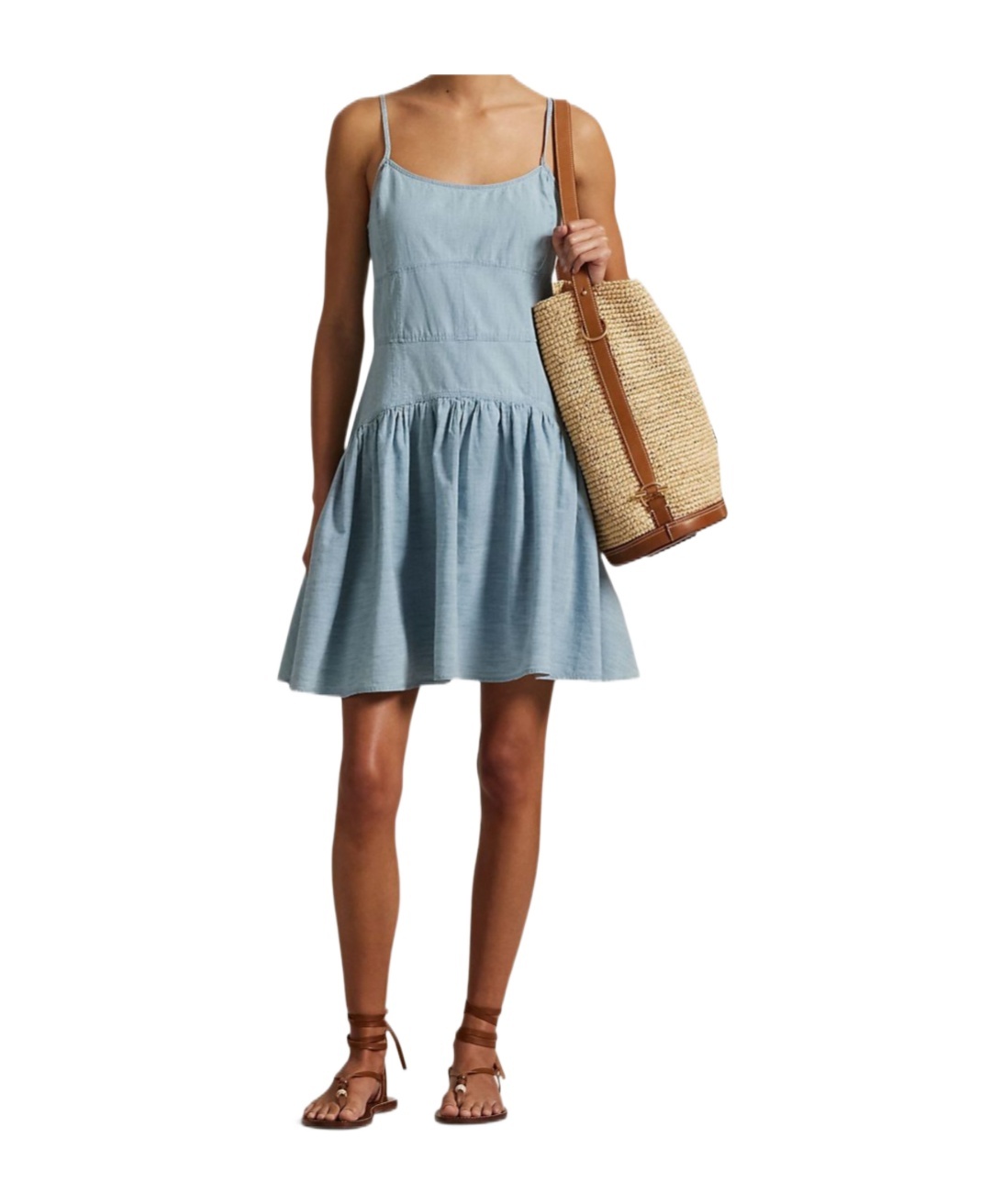 Polo Ralph Lauren Cotton Chambray Sleeveless Dress In Animal Print