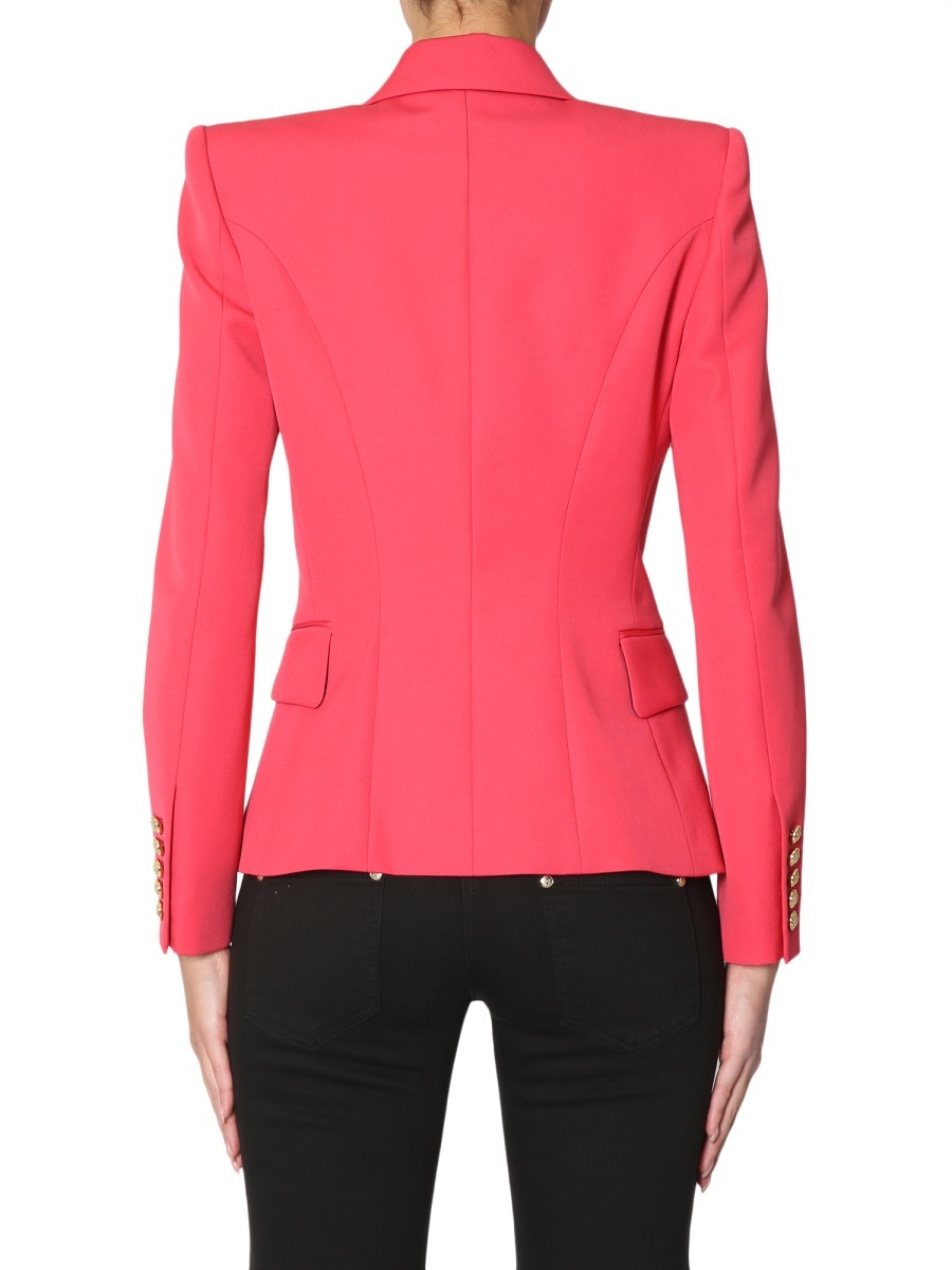 Shop Balmain Embossed Button-down Suit Coat In Red