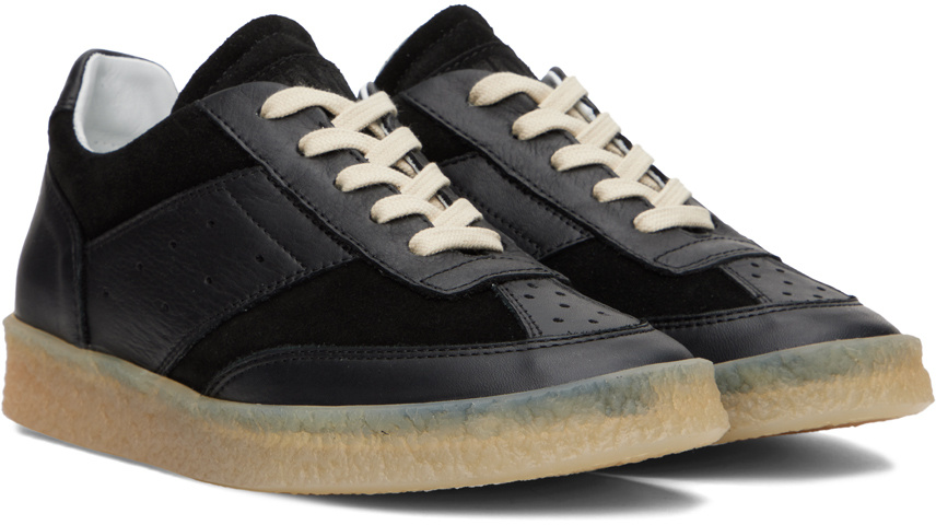Mm6 Maison Margiela Lace Up Leather Sneakers In Black