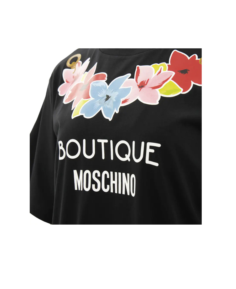 Moschino Black Printed Short-sleeved T-shirt In Black