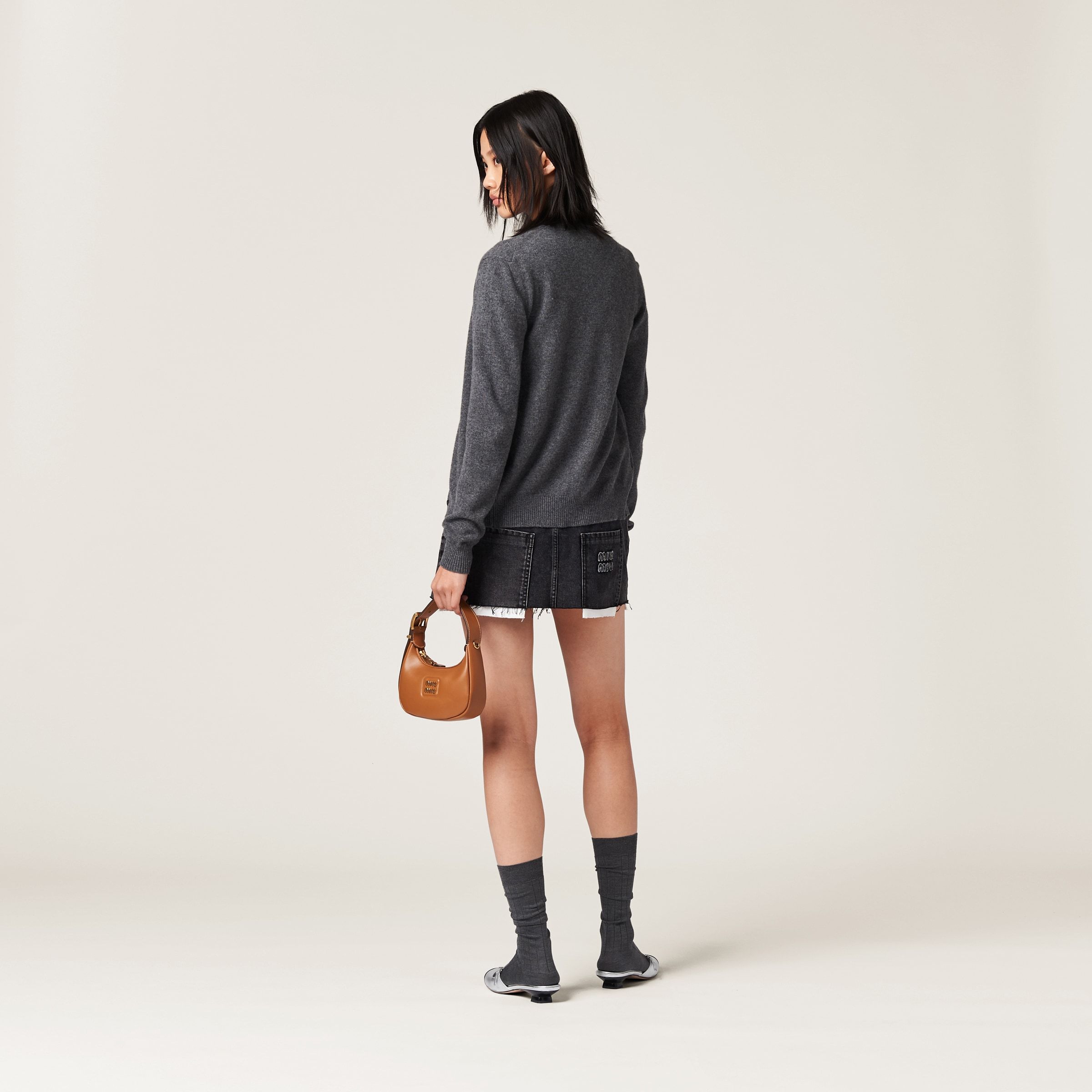MIU MIU BLACK DENIM MINISKIRT