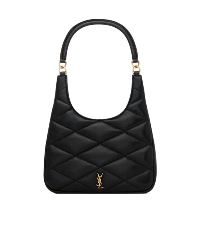 Saint Laurent Sade Mini Ysl Hobo Bag In Quilted Lambskin In Black