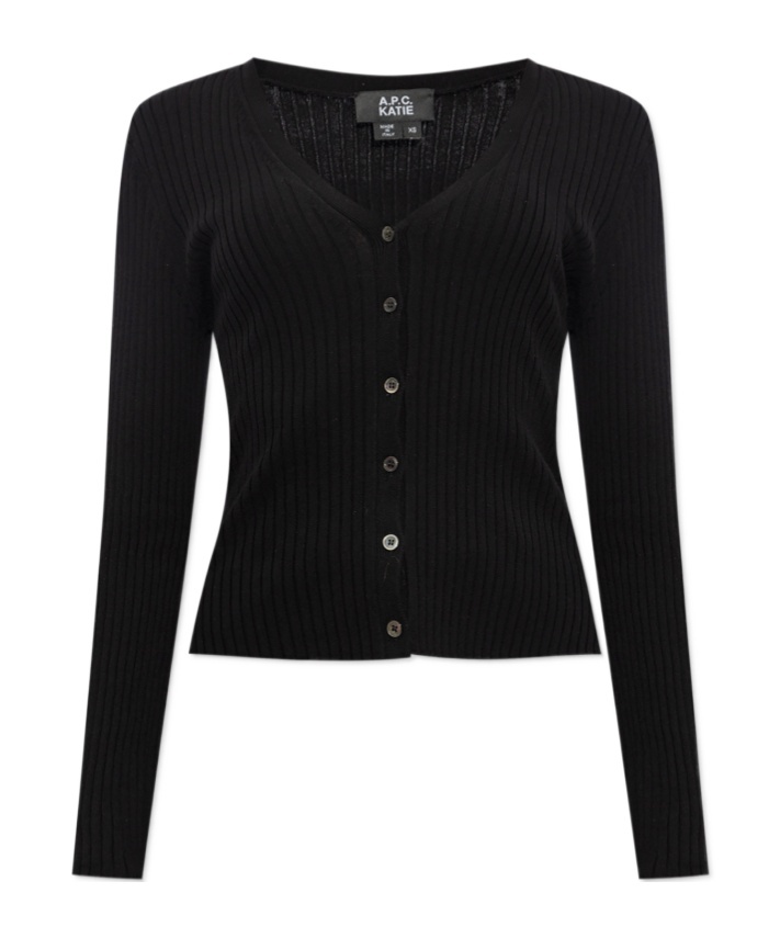 Apc V-neck Organic Cotton Cardigan In Black