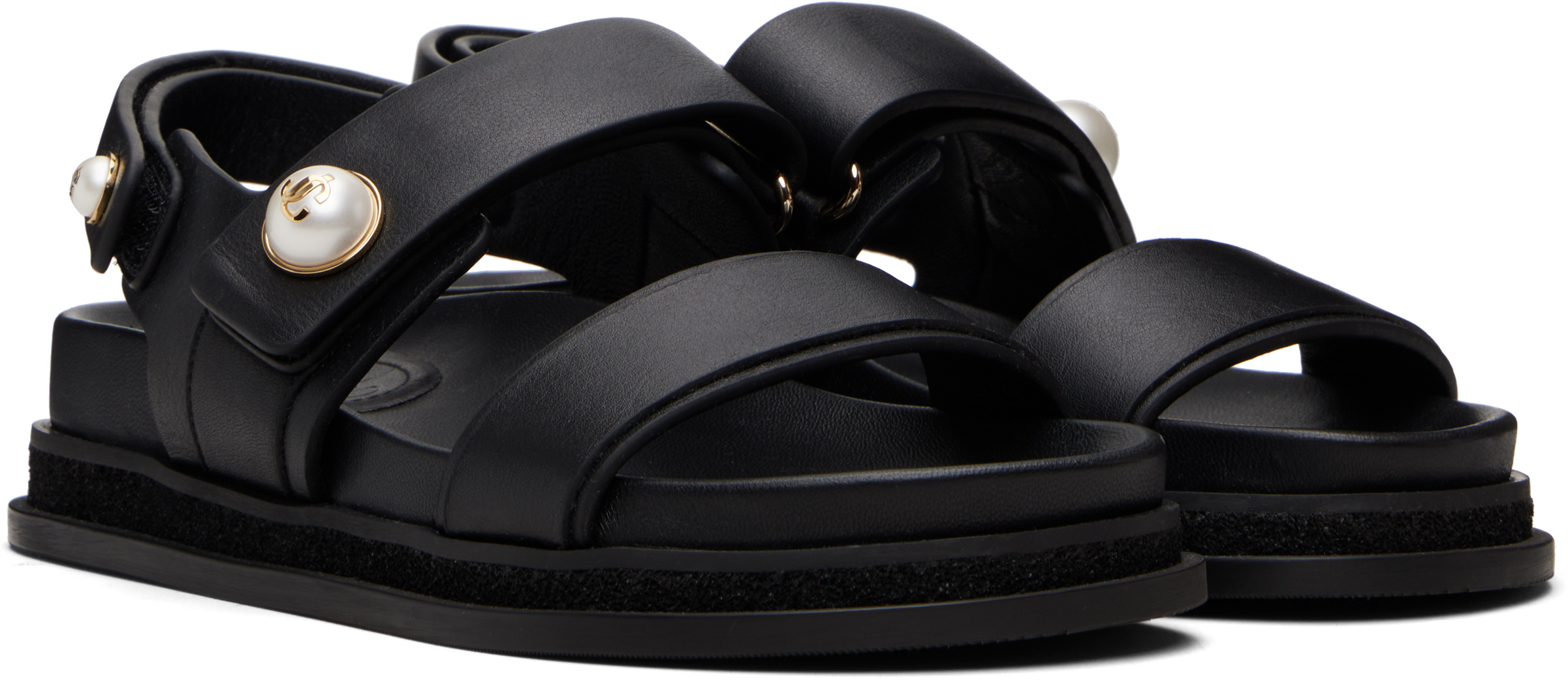 Jimmy Choo Fayence City Flat Sandals In Black