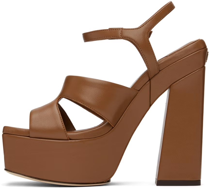 Jimmy Choo Square-headed High-heeled Sandals In Brown