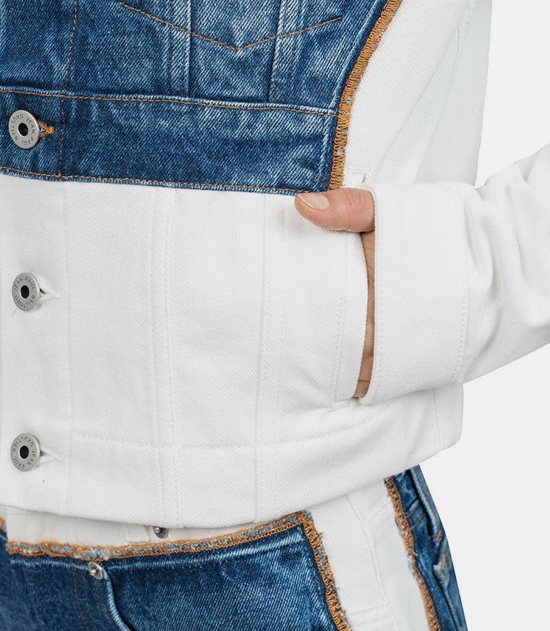 Jean Paul Gaultier Veste En Jean Trompe Loeil 'petit Grand' In Blue