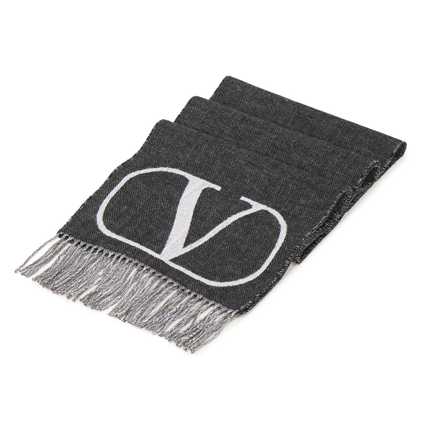 Valentino Logo Scarf In Black