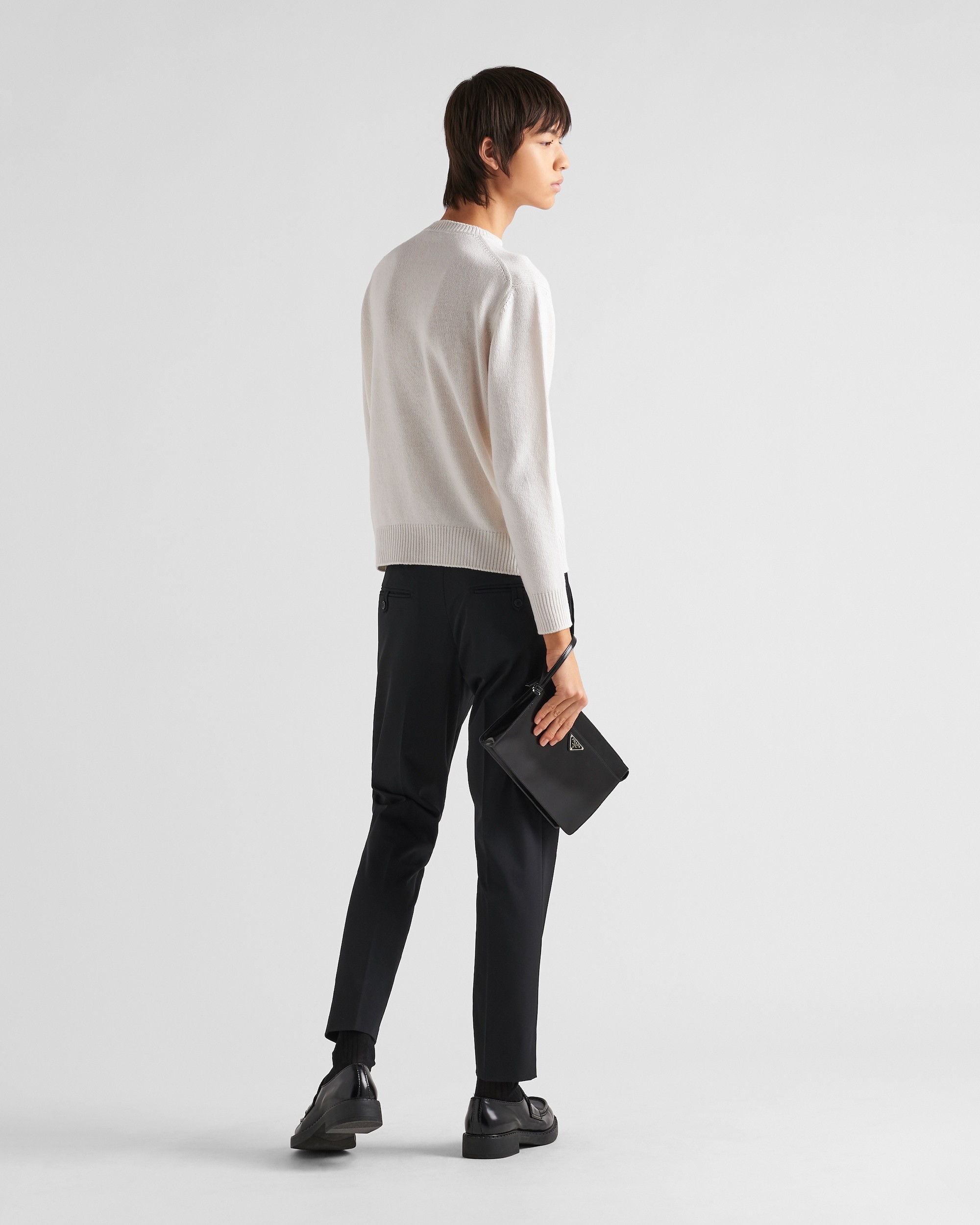 Prada Mens Black Slim-fit Straight-leg Woven Trousers In Black
