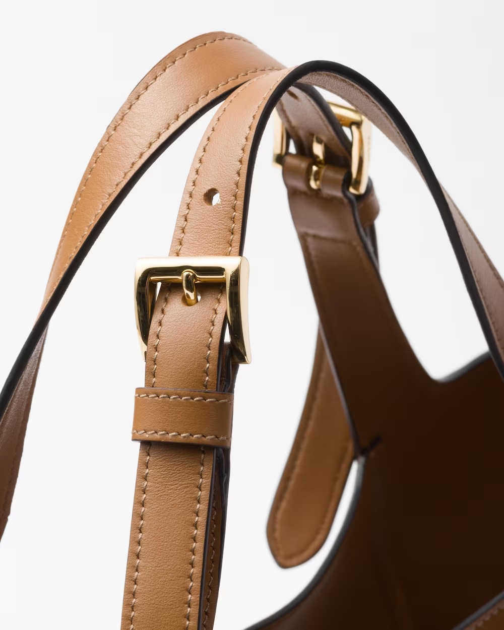 Prada Medium Enamel Triangle Logo Leather Tote Bag In Brown