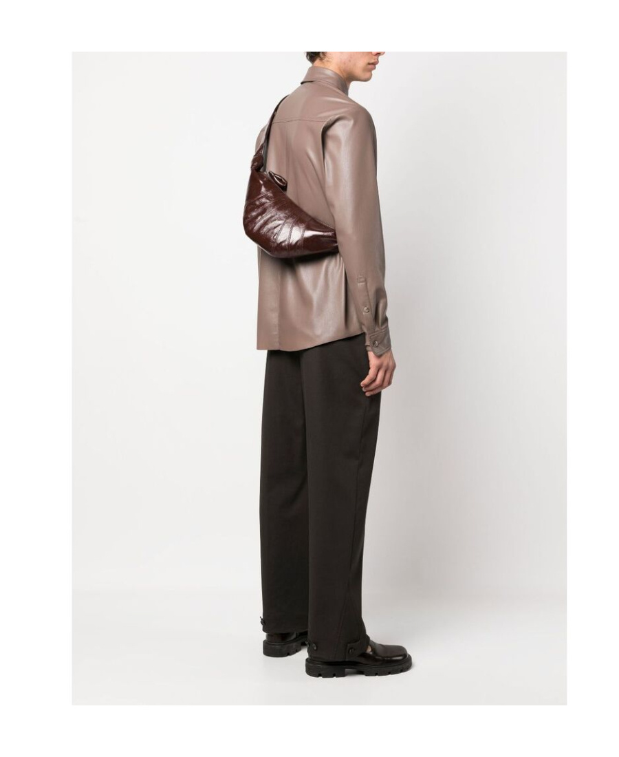 Lemaire Half-moon Leather Crossbody Bag In Black