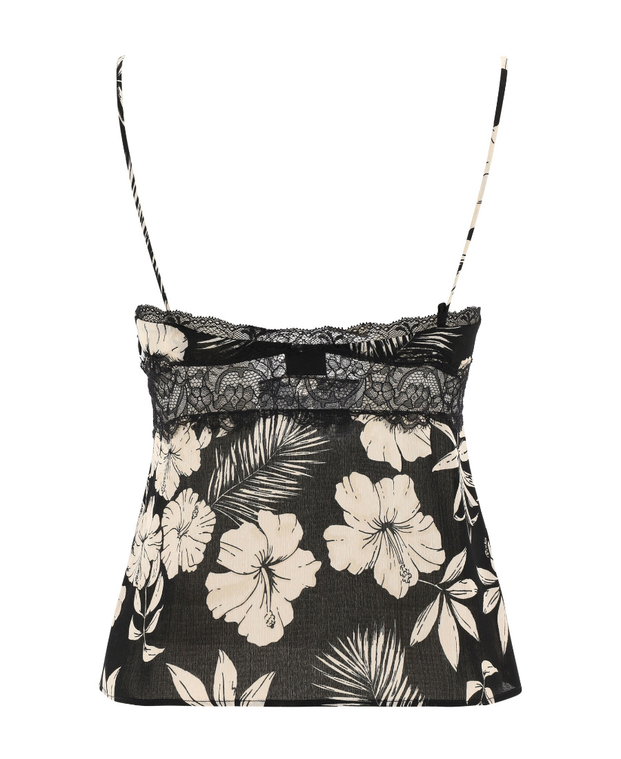 Pinko Floral-print Tank Top In Black