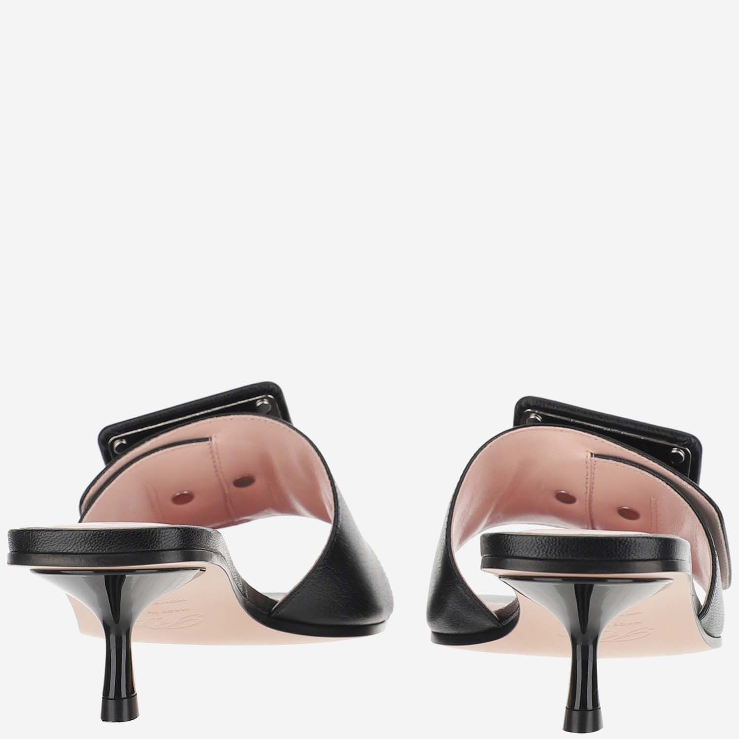 Roger Vivier Square-headed High-heeled Sandals In Black