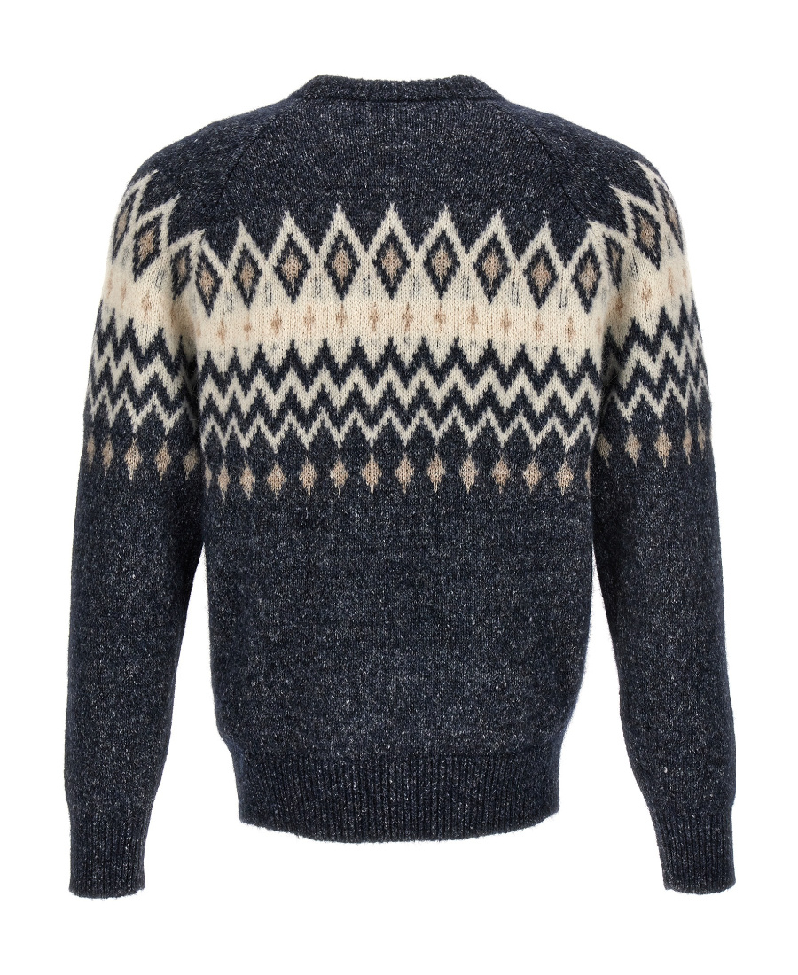 Brunello Cucinelli Argyle Check Crew Neck Jumper In Black