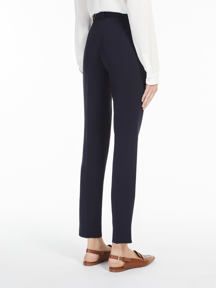 Max Mara Navy Blue Pipe Casual Pants In Black