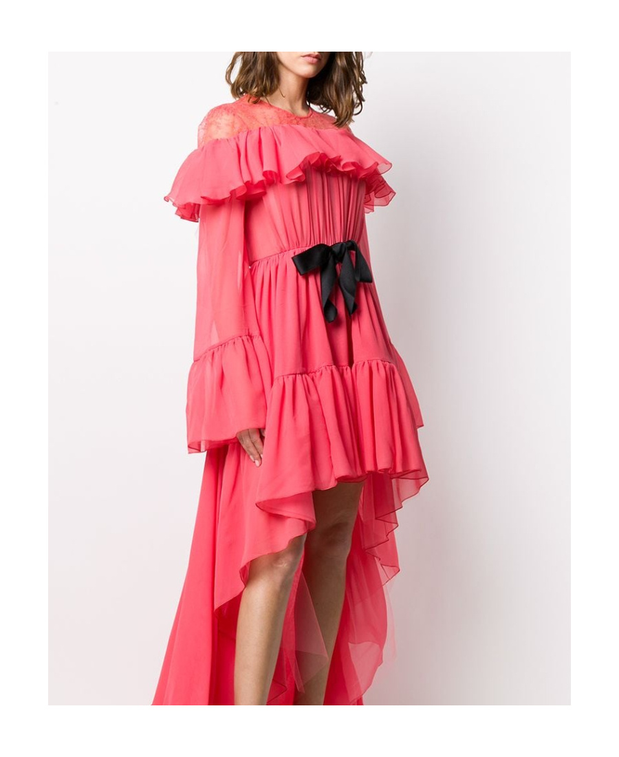 Giambattista Valli Asymmetric Ruffled Gown In Red