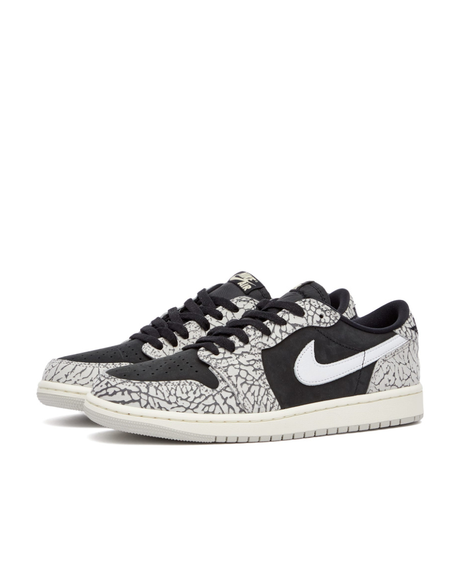 Nike Womens Black Grey White Air Jordan 1 Low Leather Low-top Trainers In Gray