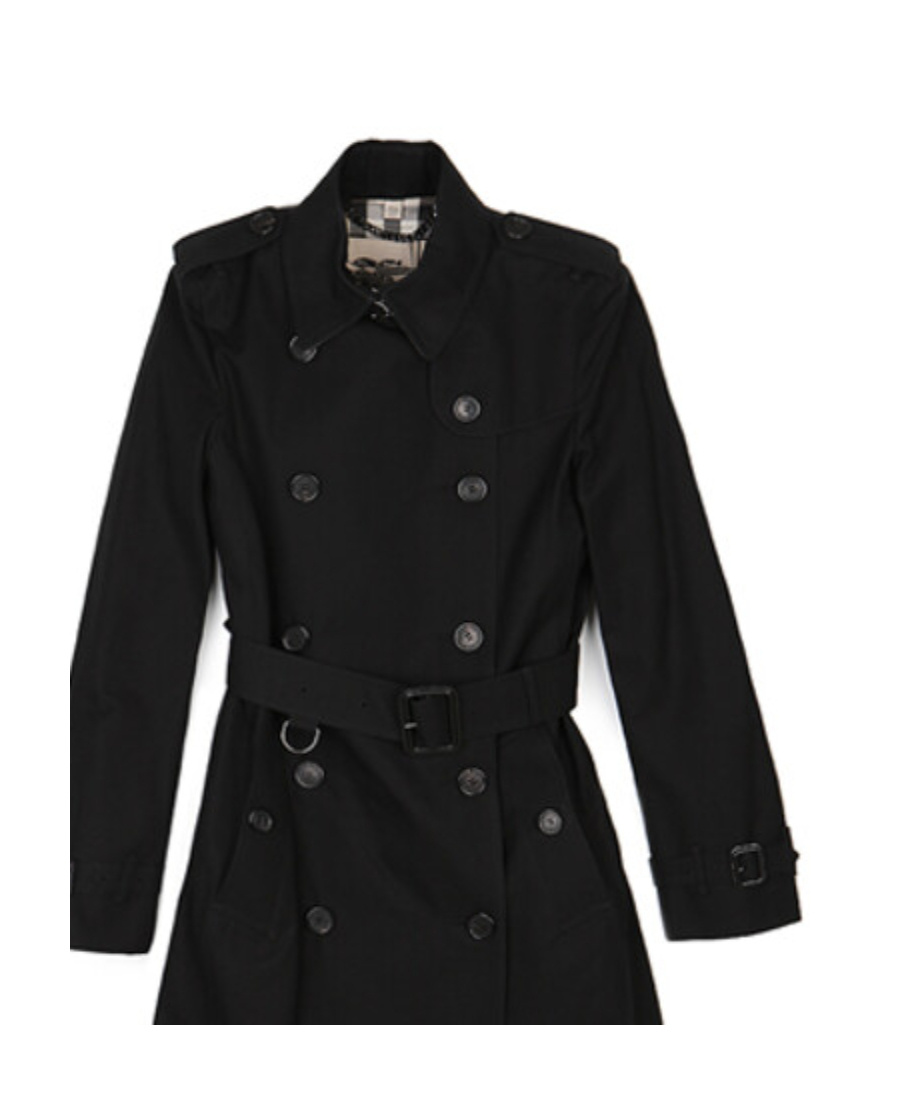 Burberry Double Breasted Belted-waist Coat In Black