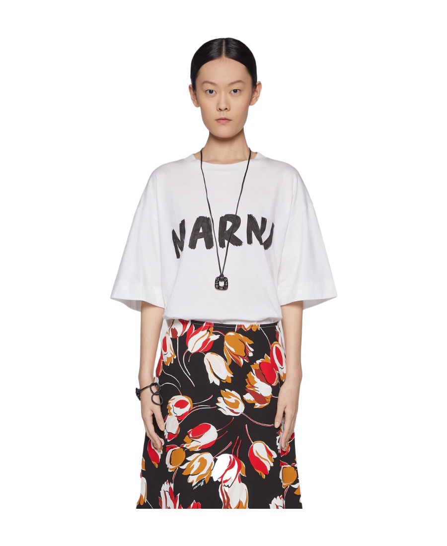 Marni Oversized Logo T In White