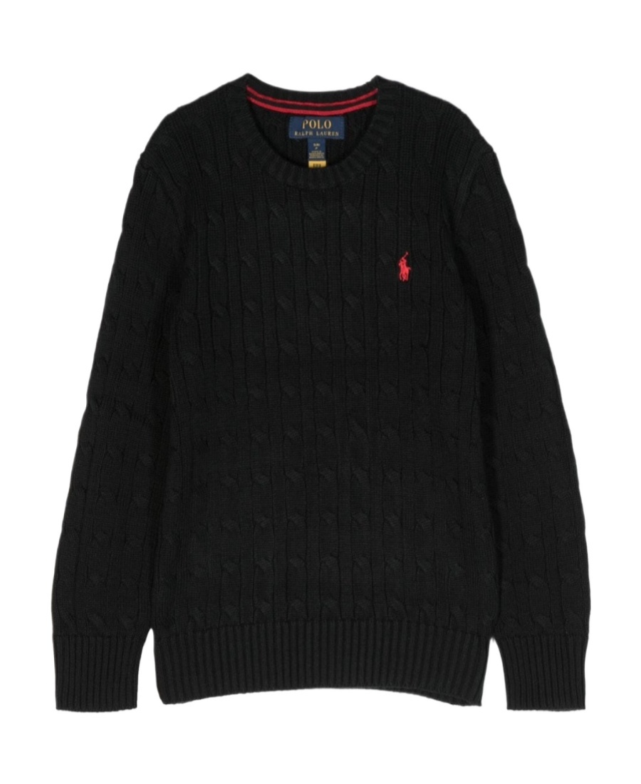 Polo Ralph Lauren Cable-knit Crewneck Wool Pullover In Black