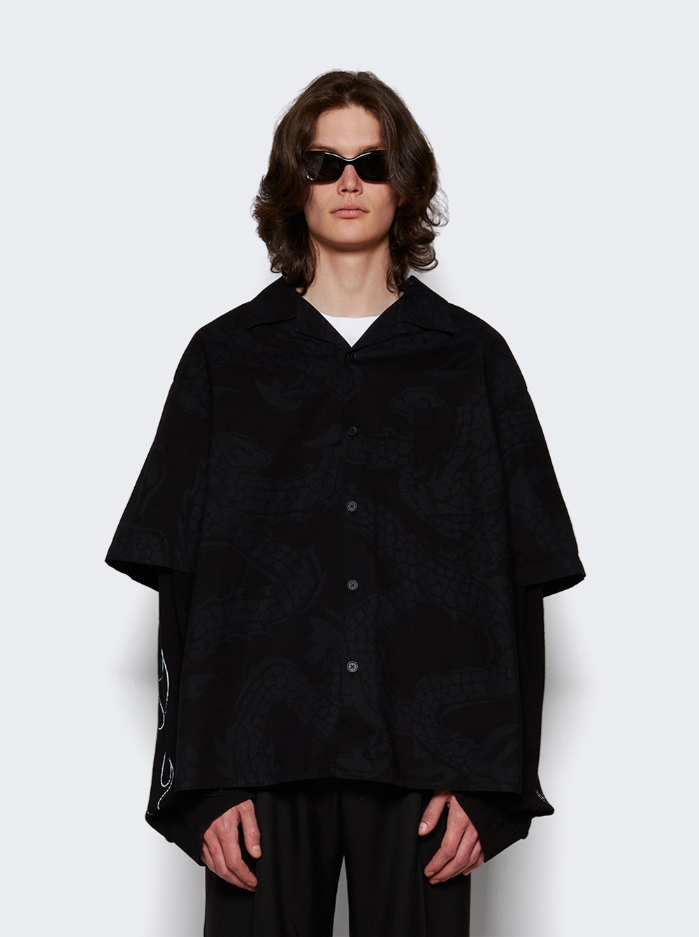 Givenchy Cotton Shirt With Pockets And Graphic Print In Black
