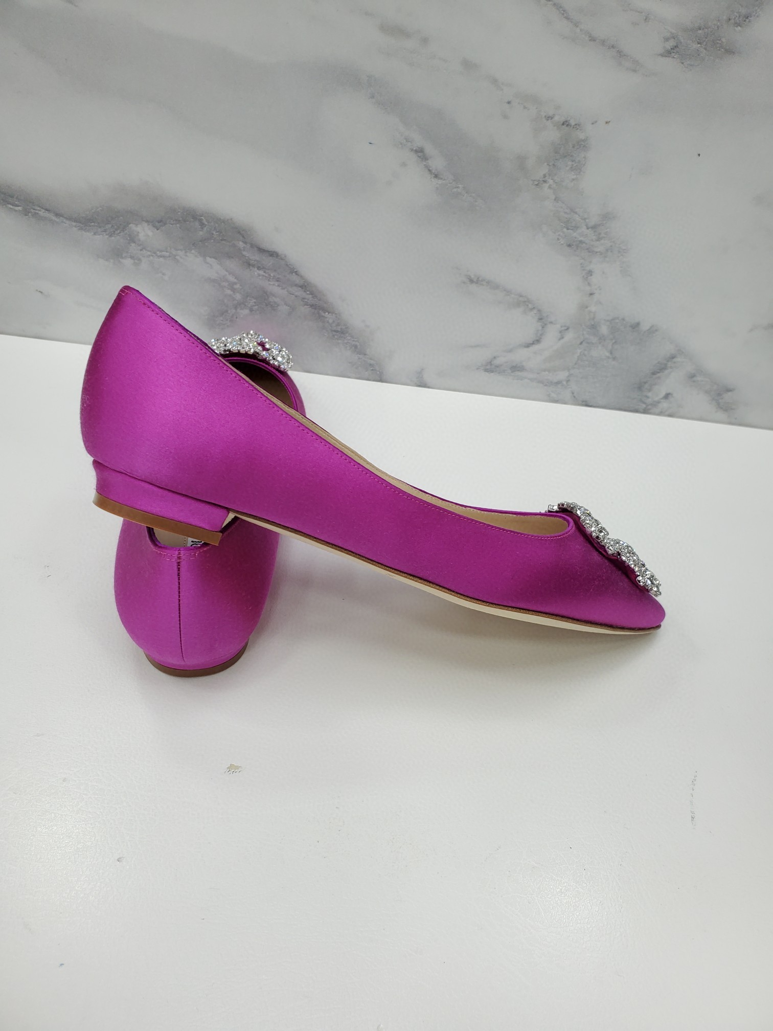 Manolo Blahnik Buckle Detail Flat Shoes In Purple