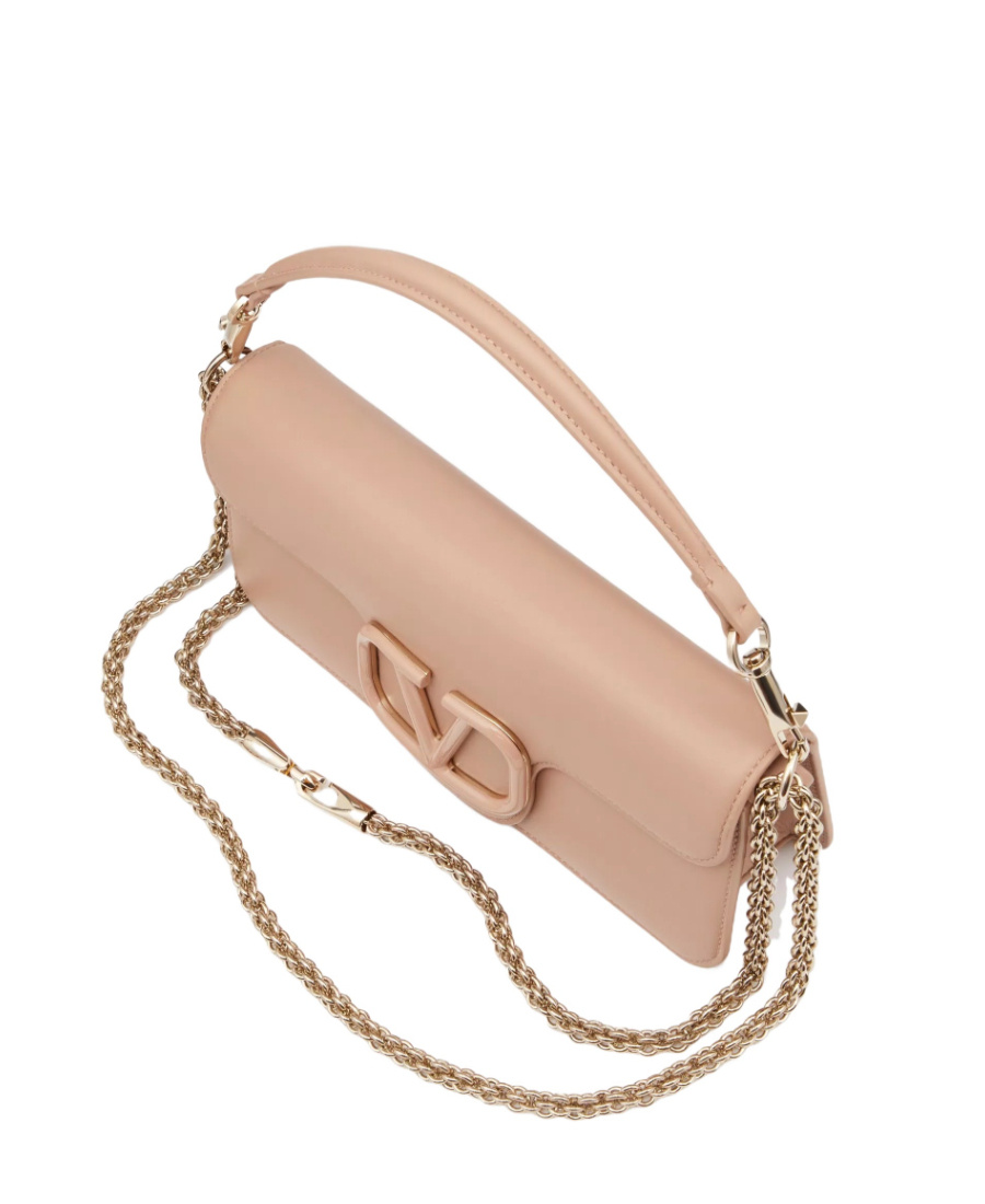 Valentino Loco Small Vlogo Lambskin Shoulder Bag In Nude