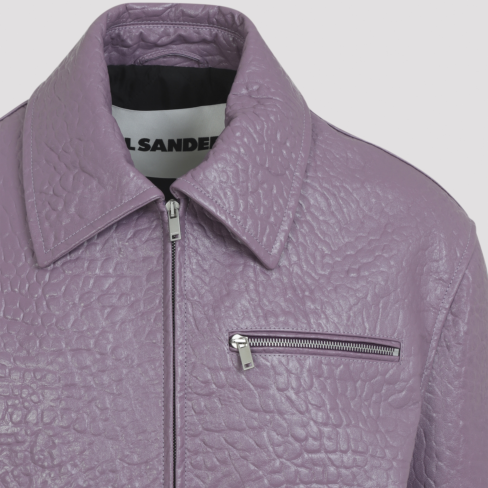 Jil Sander Long-sleeved Leather Jacket In Purple