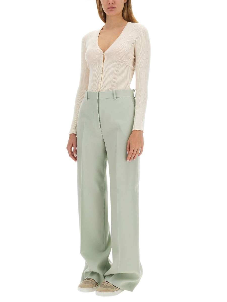 Lanvin Ribbed V-neck Cardigan In White