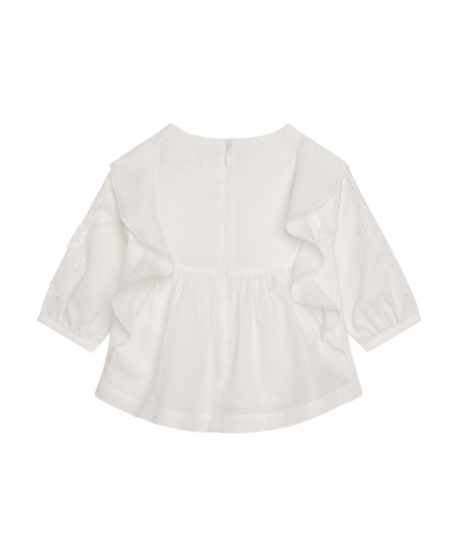 Chloé Ruffled-trim Organic Cotton Blouse In White